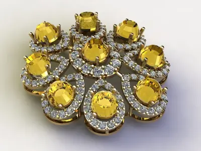 Pendant with natural gem cambodia 3D model