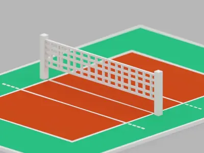 Voxel Volleyball Court Low-poly 3D model