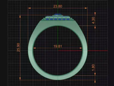 Luxury Men Square Signet Ring 3D Model - Filigree Detail 3D print model