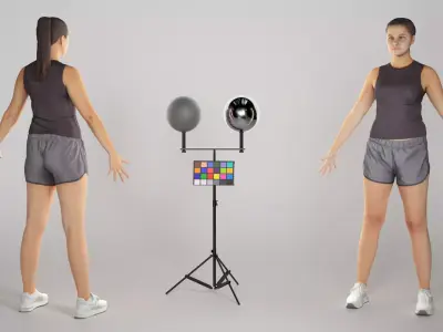 Pretty young woman in A-pose 279 Low-poly 3D model