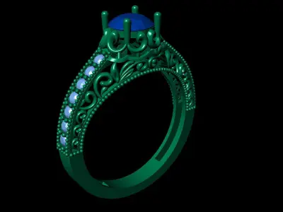 Women Ring 27 light weight engagement diamond ring for women 3D print model