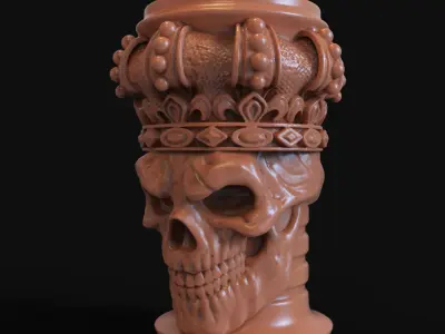 pen holder King skull with crown vol1  3D print model