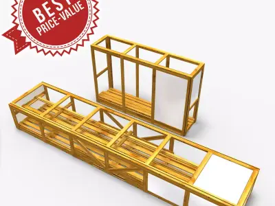 Boxes wooden bench 3D model