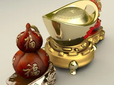 Chinese gold Ingot   3D model