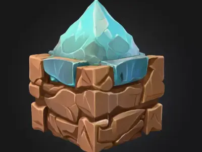 Emerald Stoneblock Low-poly 3D model