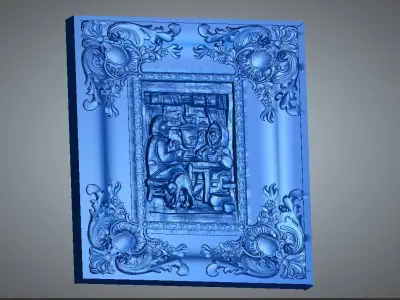EMBOSSED TABLE SUITABLE FOR CARVING WITH CNC ROUTER 3D model