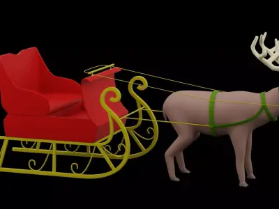 Christmas Mini Sleigh Low-poly 3D model