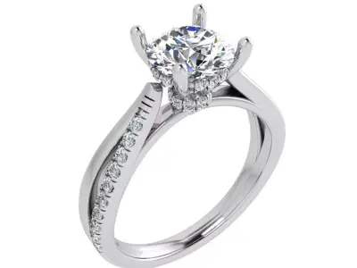 Round Diamond Split Shank Ring 3477 3D print model