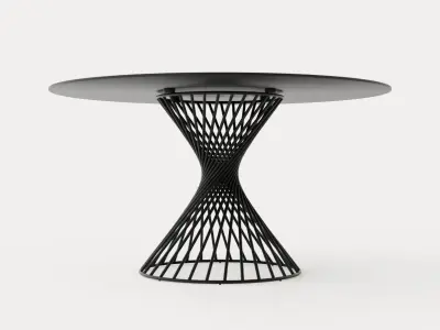 Iggy Dining Table 140 Cm Round Glass Gray Low-poly 3D model