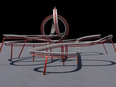 3D Stunt Track Acrobatic Track Low-poly 3D model