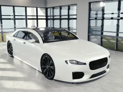 BLENDER EEVEE Brandless Mid Size 4 door sedan Low-poly 3D model