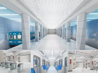 Subway Station 01 Low-poly 3D model