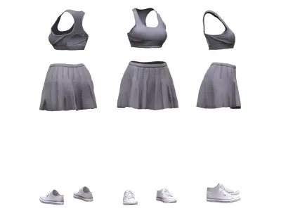 Female Summer Outfit 4 Low-poly 3D model