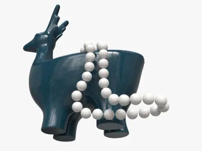 Ceramic Deer Bowl with Beads 3D model