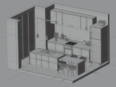 Kitchen interior 3D model purchase