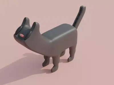 3D cat with RIG Low-poly 3D model