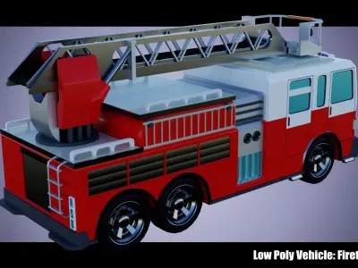 Low Poly Vehicle -  Firetruck Low-poly 3D model