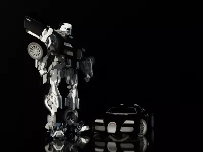  Bugatti Transformer Low-poly 3D model