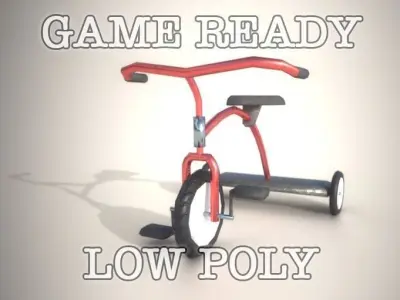 Game Ready Tricycle with controller Low-poly 3D model
