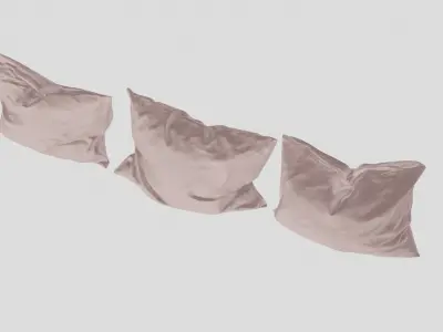 Three Soft Pillows Low-poly 3D model
