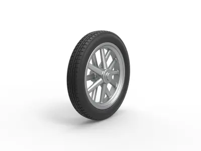 Front wheel of old school dragster Scale 1 to 25 3D print model