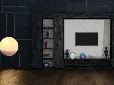 TV WALL INTERIOR  Low-poly 3D model