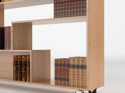 Bookshelf 3 bookcase with shelves on wheels 3D model