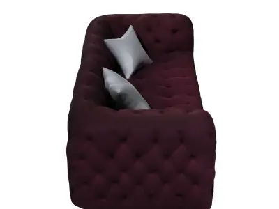Deep Dark Purple elegant Tufted Sofa Couch Low-poly 3D model