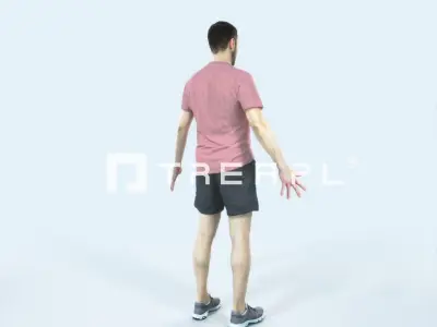 Portrait 09G Animated Rigged Sports Man Low-poly 3D model