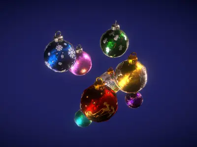 Christmas decoration balls Low-poly 3D model