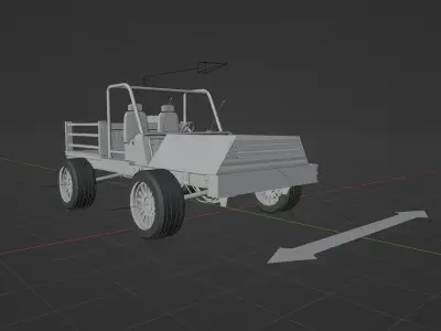 Old Rusted Mini Wagon 3D model