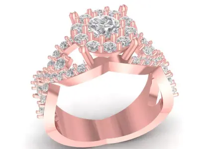 Luxury Multi-Layer Floral Diamond Ring for Women 2804 3D print model