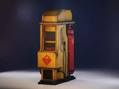 Gas station Low-poly 3D model