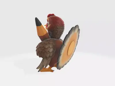 Cute Turkey with Pencil 3D Print Model Thanksgiving Decor 3D print model