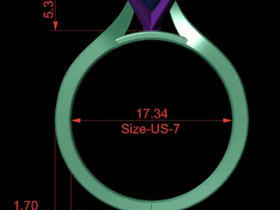 Round 0-75-CT Flat Profile Round Shank Width 2-9mm 3D print model
