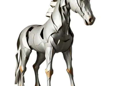 Metallic Horse Sculpture model pack Low-poly 3D model