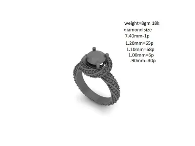 Solitaire diamond ring 3D print model