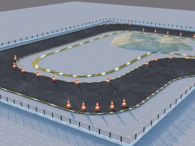 Drift Circuit Race Track Low-poly 3D model
