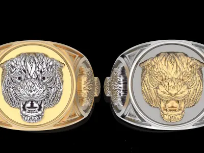 Tiger ring  gold sterling printable jewelry 3D model 3D print model