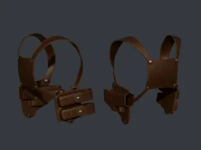 Leather Detective Holster Low-poly 3D model Low-poly 3D model