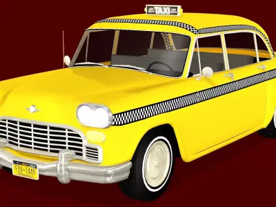TAXI CAB CAR Low-poly 3D model