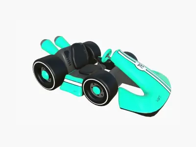 Cartoon Kart D08 Aqua - Vehicle Racing Design Low-poly 3D model