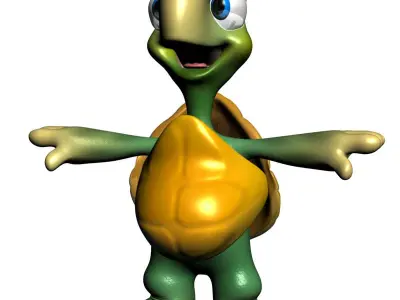 Cartoon Turtle Rigged Low-poly 3D model