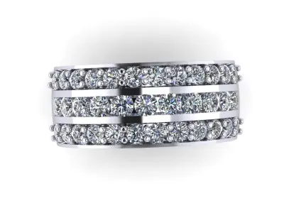 Three Row Man Diamond Ring 3D model
