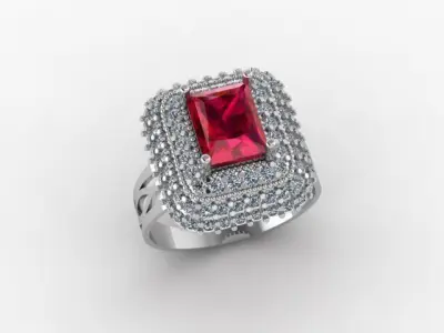 Ruby And Diamonds Ring 3D print model