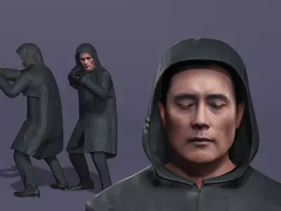 Realistic Lee Byung-hun Squid Game Boss in Trench Coat 3D Model  3D model