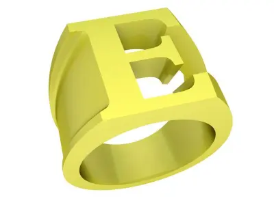 Luxury Initial Letter B Signet Ring 3D Model 4068 3D print model