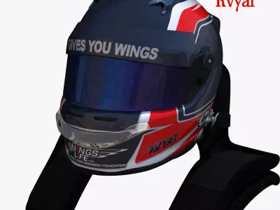 Kvyat helmet 2017 Low-poly 3D model