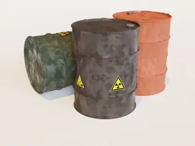 Barrel with warning sign Free 3D model