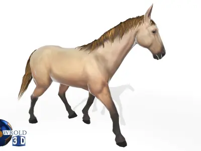 Gameready Horse Rigged Animated Lowpoly 3D Model Low-poly 3D model